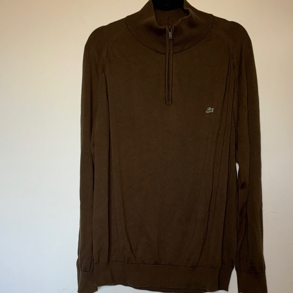 Lacoste Men's Pull Over Brown Sweater 100% Cotton. - Picture 1 of 7